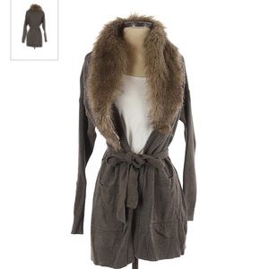 Banana republic camel faux fur collared cardigan
